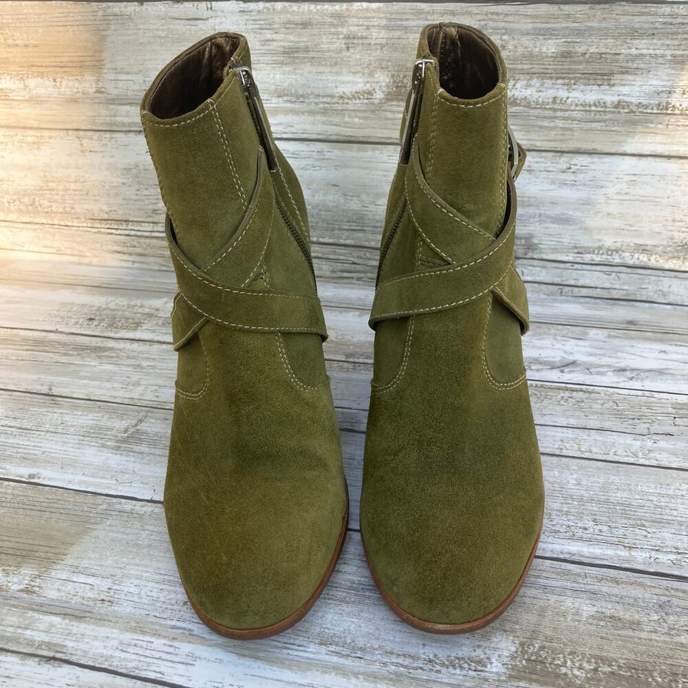 Olive Green Heeled Boots - Picture 2 of 13